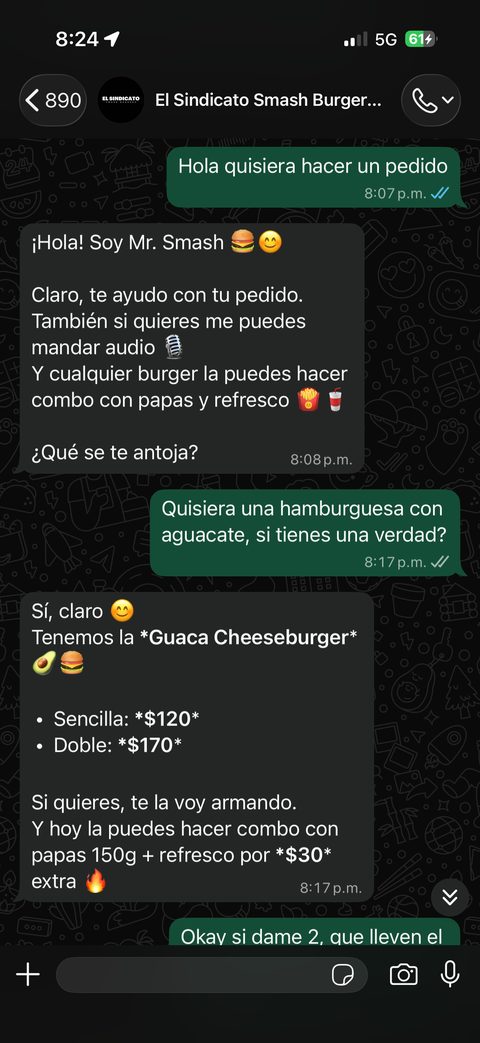 Captura real: cliente pide y el agente responde al instante